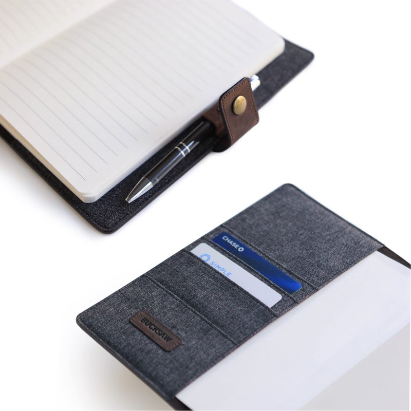 CASE ELEGANCE Full Grain Premium Leather Refillable Journal Cover with A5 Lined Notebook, Pen Loop, Card Slots, Brass Snap - Image 3